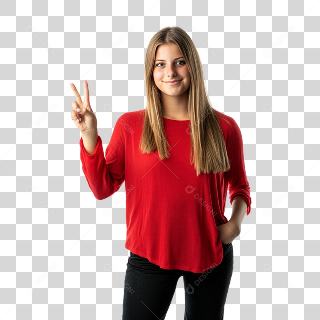 Mulher Personagem com Blusa Vermelha PNG Transparente