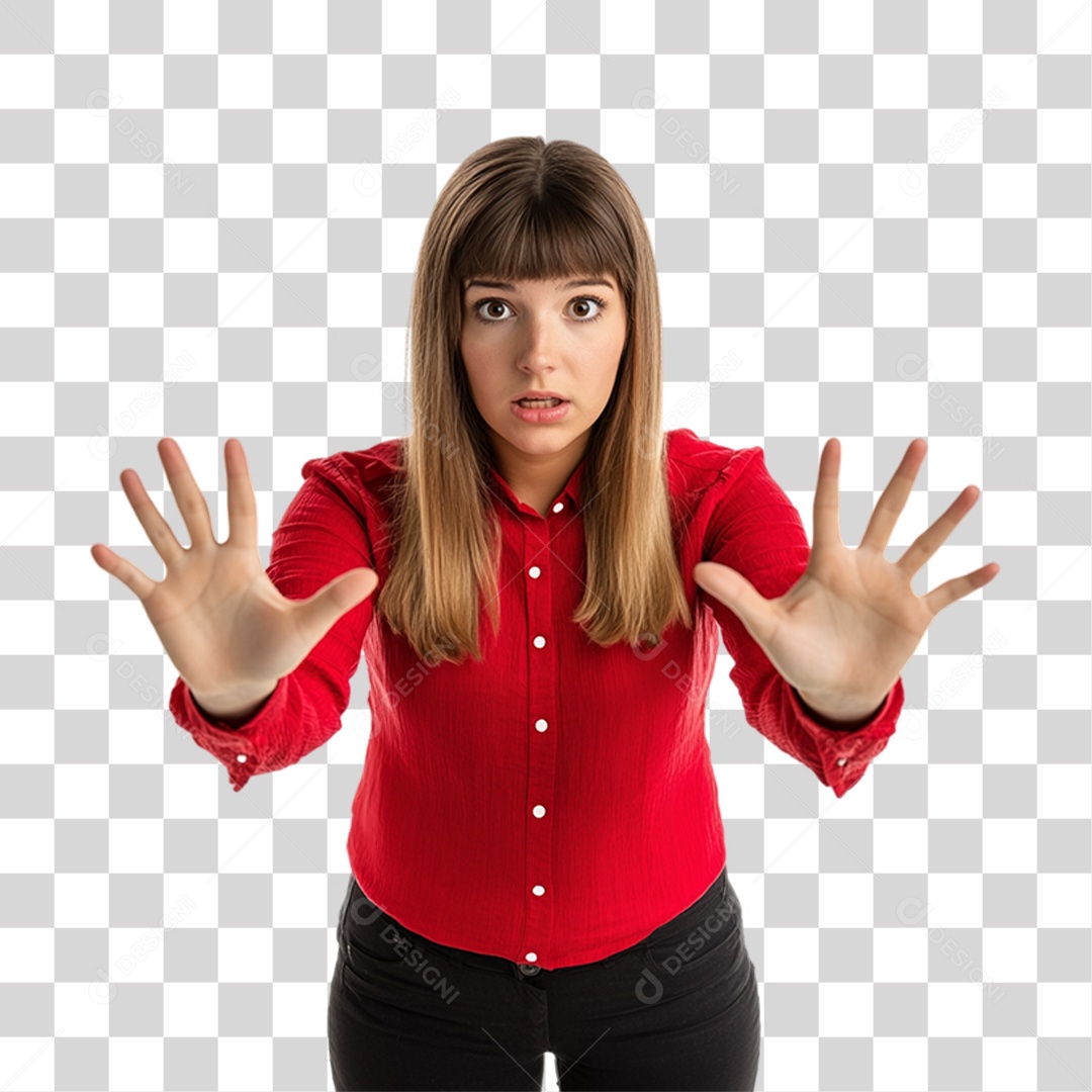 Mulher Personagem com Blusa Vermelha PNG Transparente