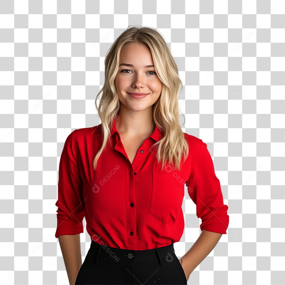 Mulher Personagem com Blusa Vermelha PNG Transparente