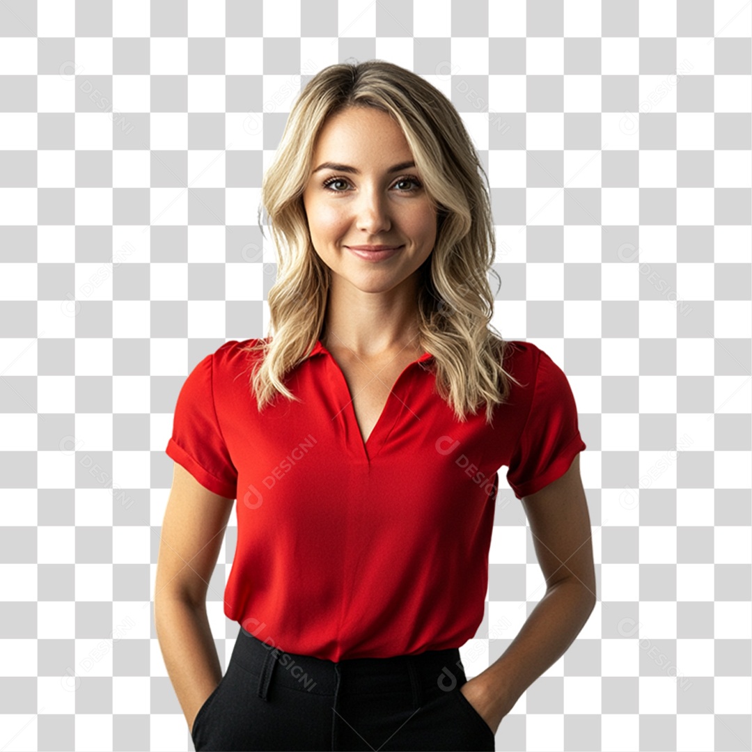 Mulher Personagem com Blusa Vermelha PNG Transparente