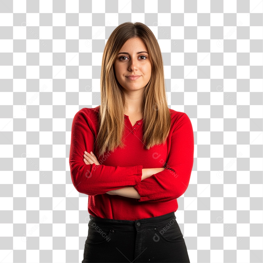 Mulher Personagem com Blusa Vermelha PNG Transparente