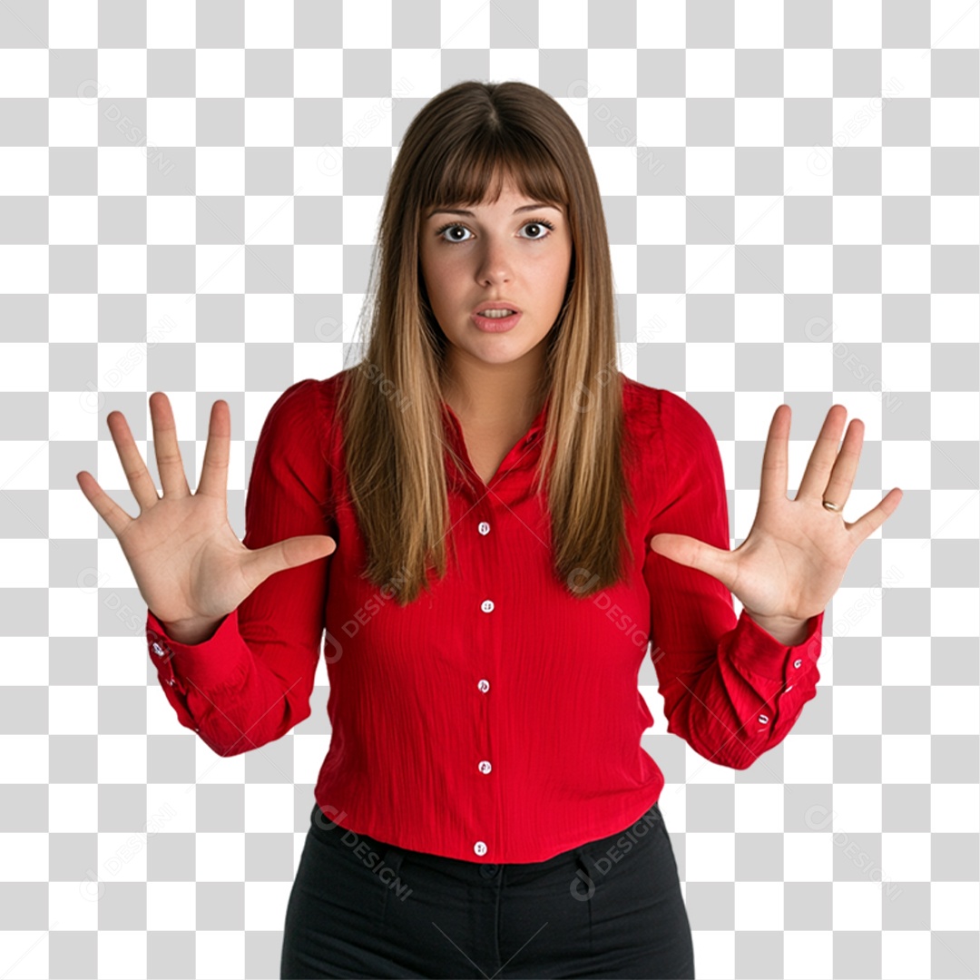 Mulher Personagem com Blusa Vermelha PNG Transparente