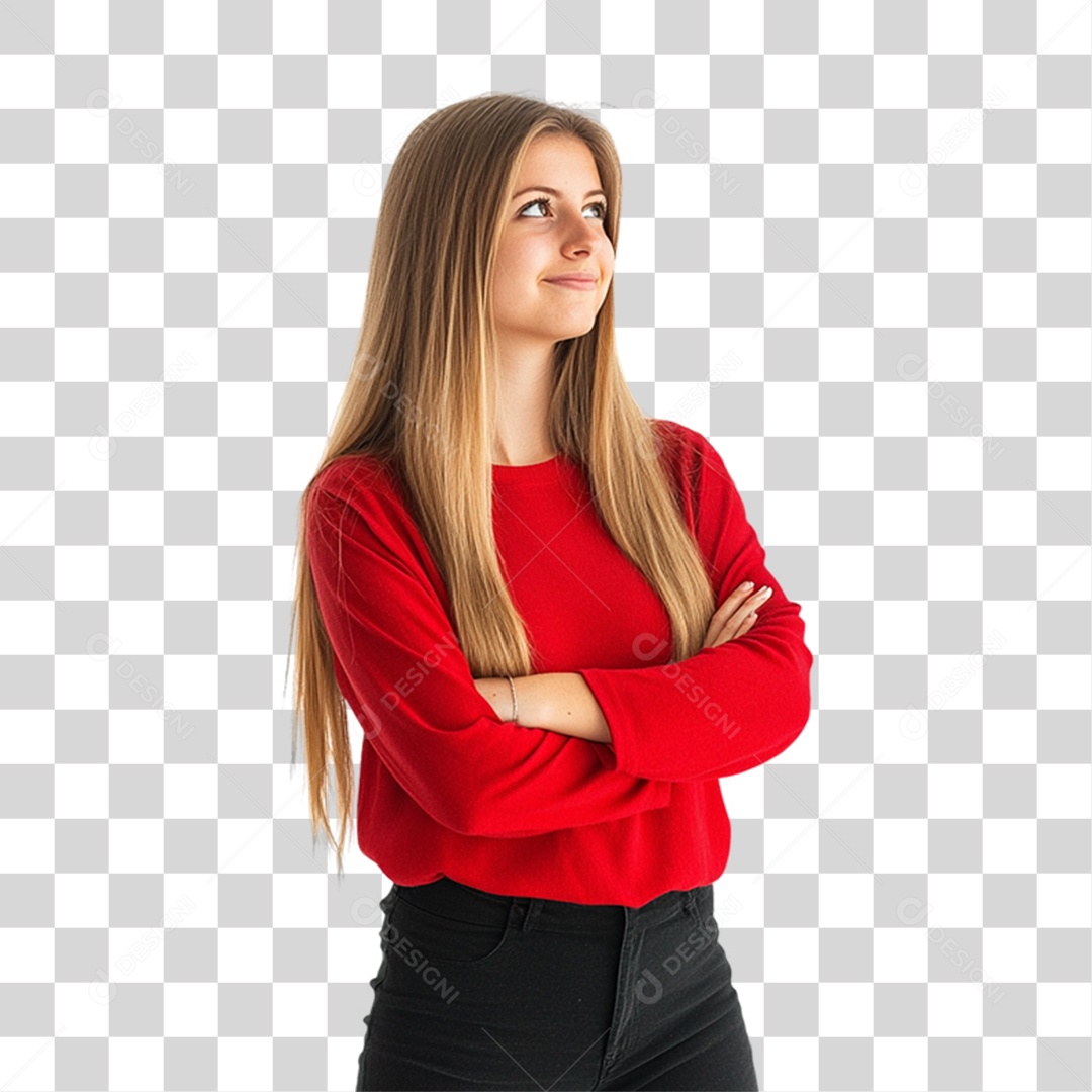 Mulher Personagem com Blusa Vermelha PNG Transparente