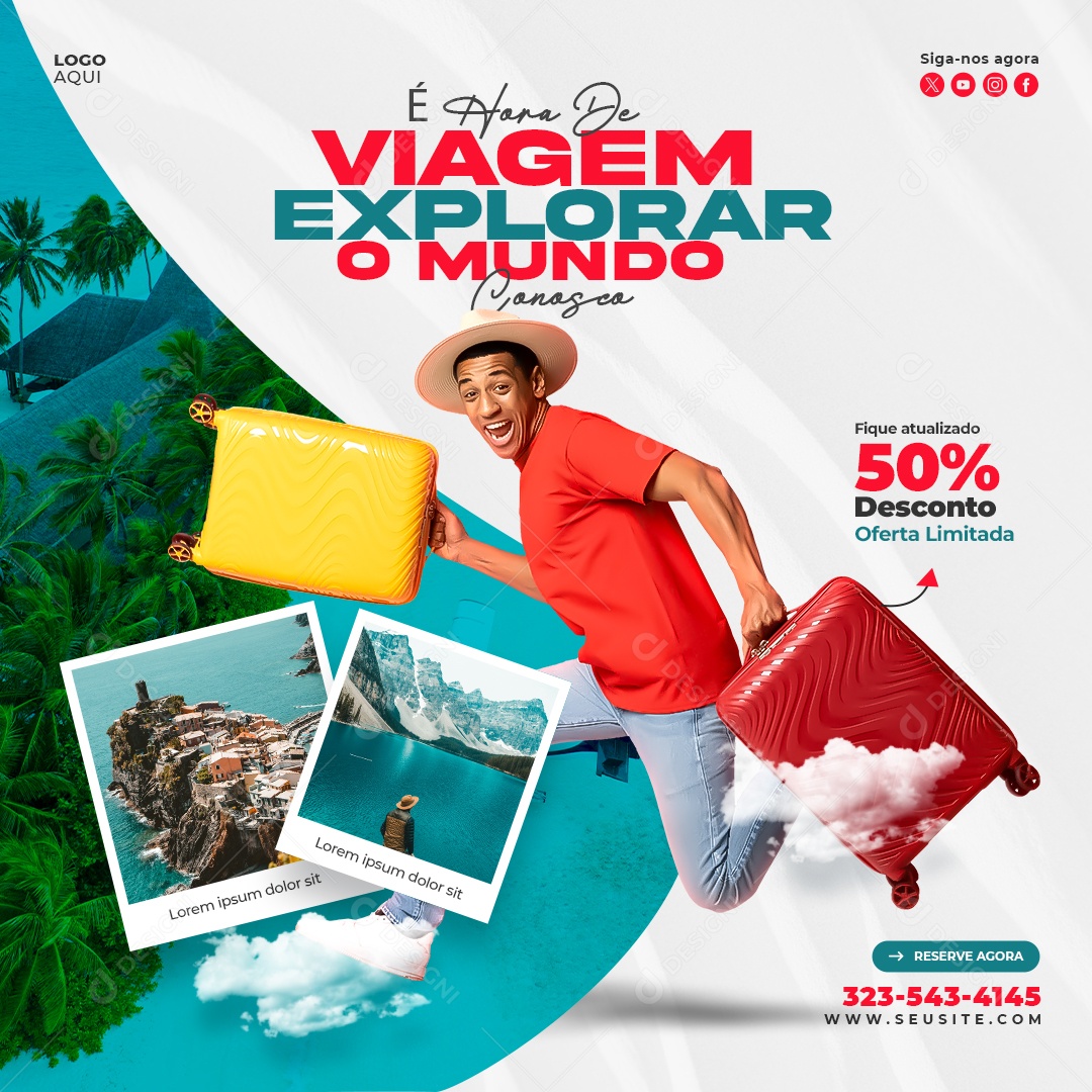 Travel Agency Its Time for Social Travel Media PSD Editable