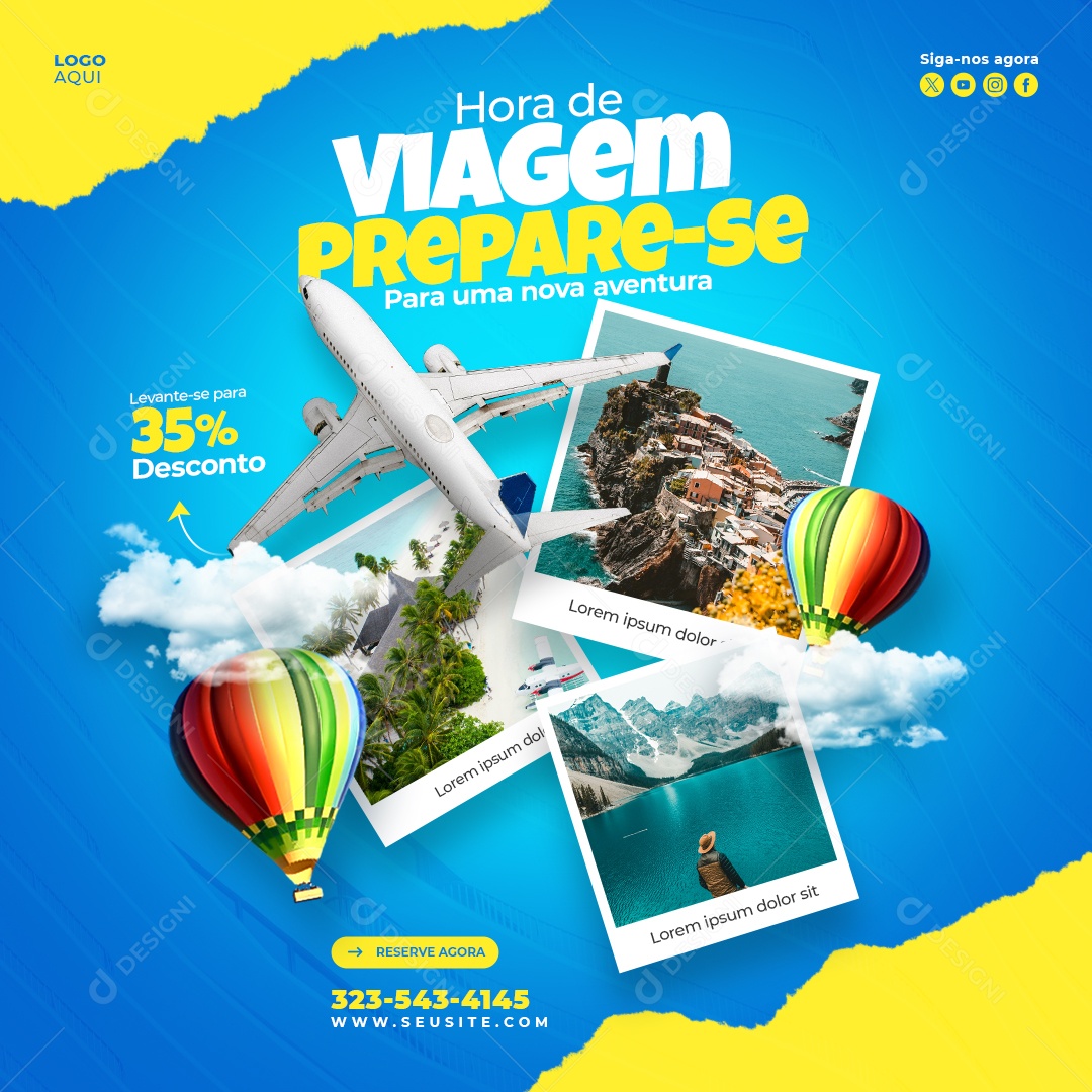 Agência de Viagens Hora De Viagem Social Media PSD Editável