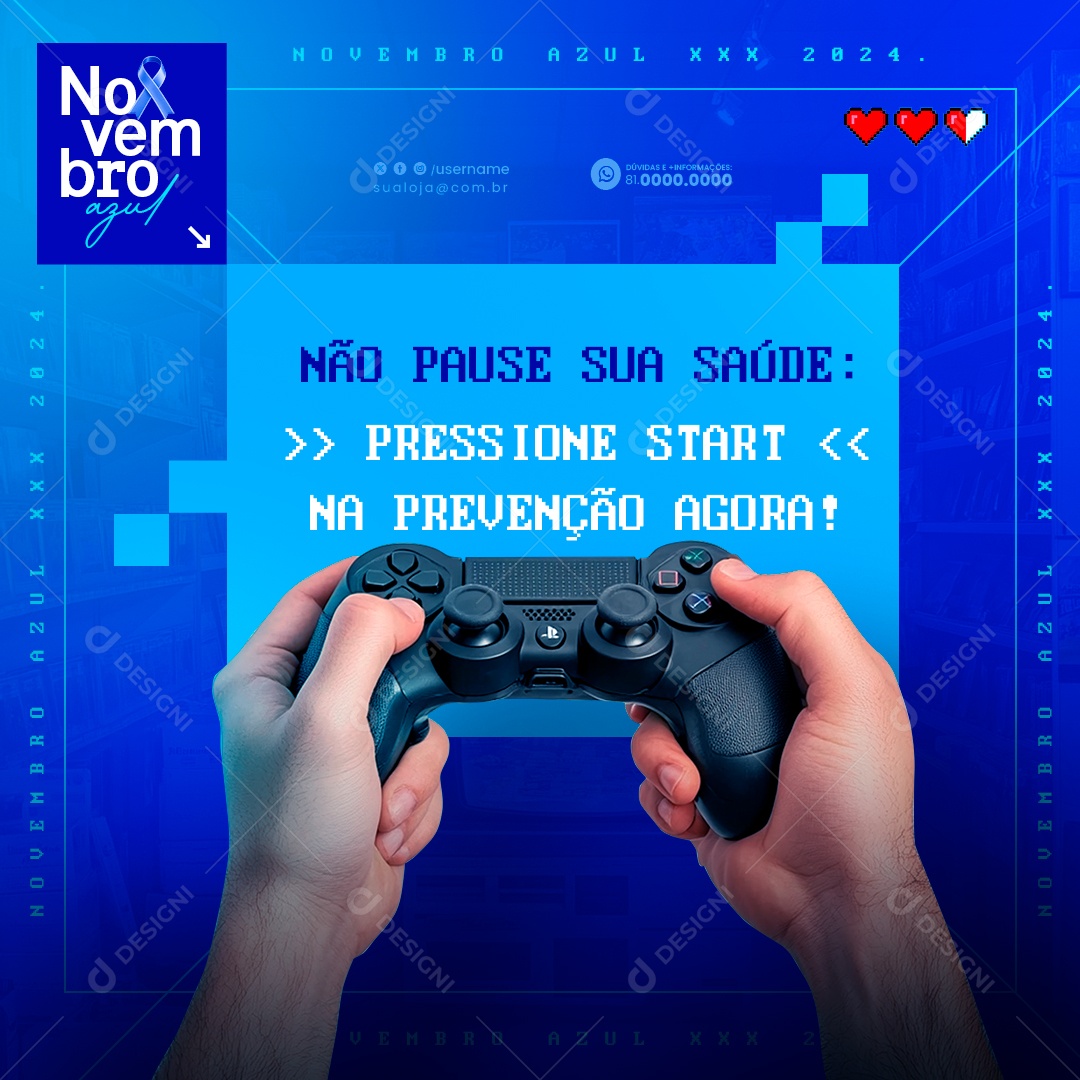 Novembro Azul Não Pause Sua Saúde Social Media PSD Editável