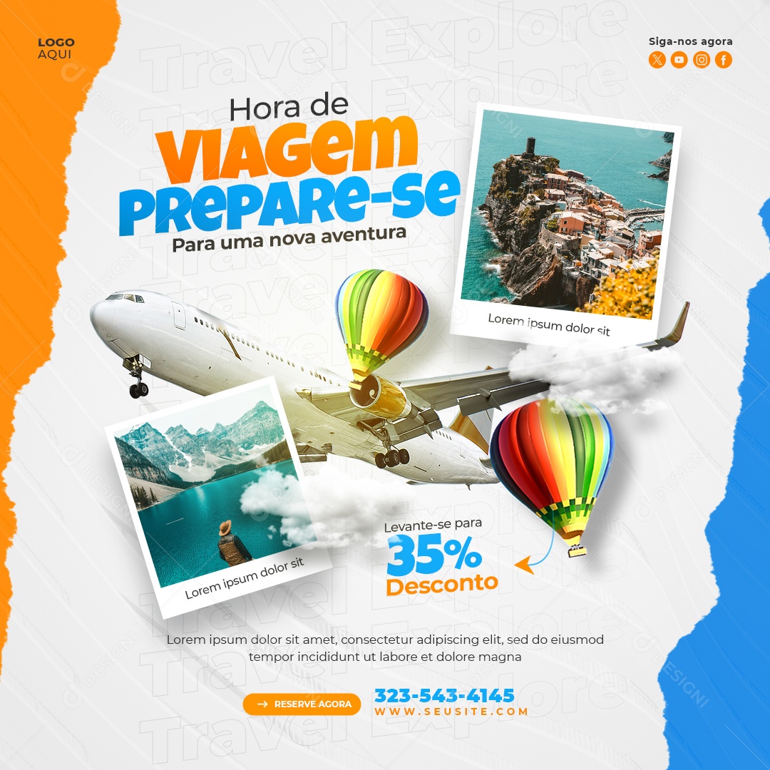 Agência de Viagens Hora De Viagem Social Media PSD Editável