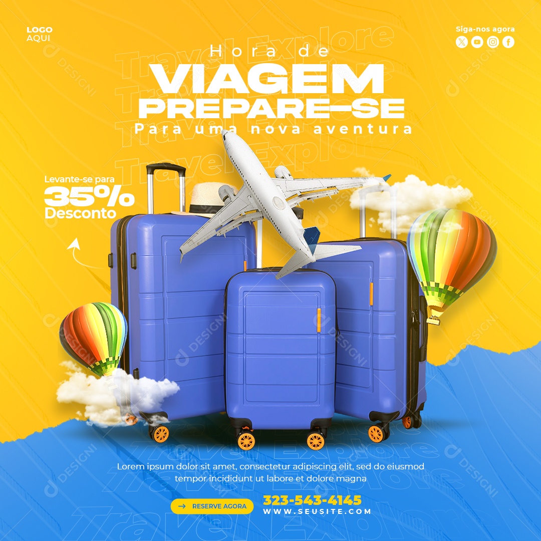 Agência de Viagens Hora De Viagem Social Media PSD Editável