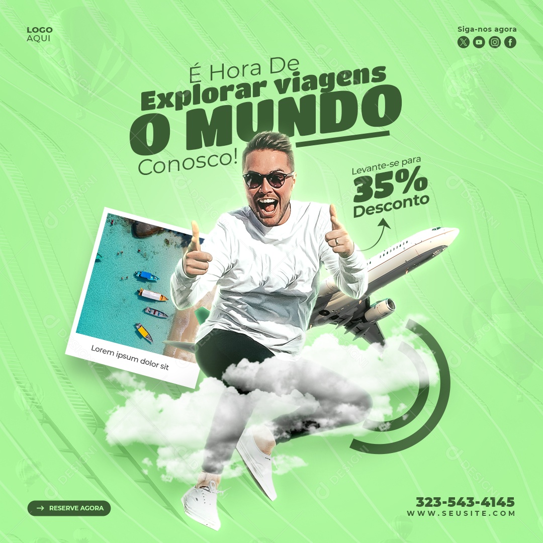 Agência de Viagens Explorar O Mundo Social Media PSD Editável