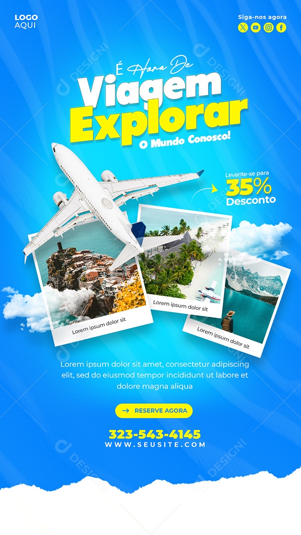 Story Agência de Viagens É Hora De Explorar Viagens Social Media PSD Editável