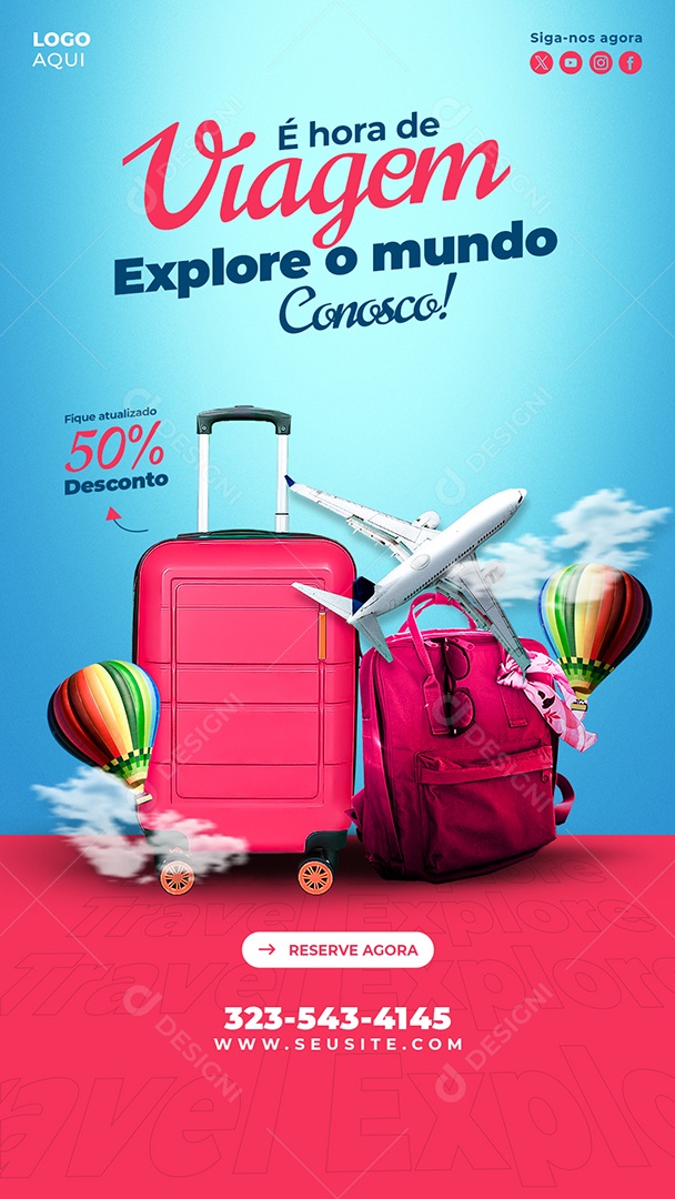 Story Agência de Viagens É Hora De Viagem Social Media PSD Editável