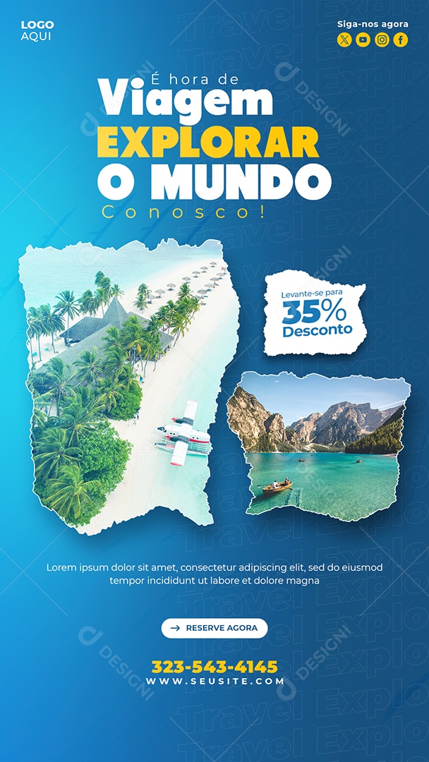 Story Agência de Viagens É Hora De Viagem Social Media PSD Editável