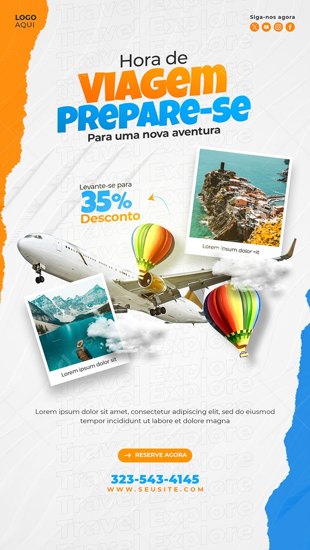 Story Agência de Viagens Hora De Viagem Social Media PSD Editável