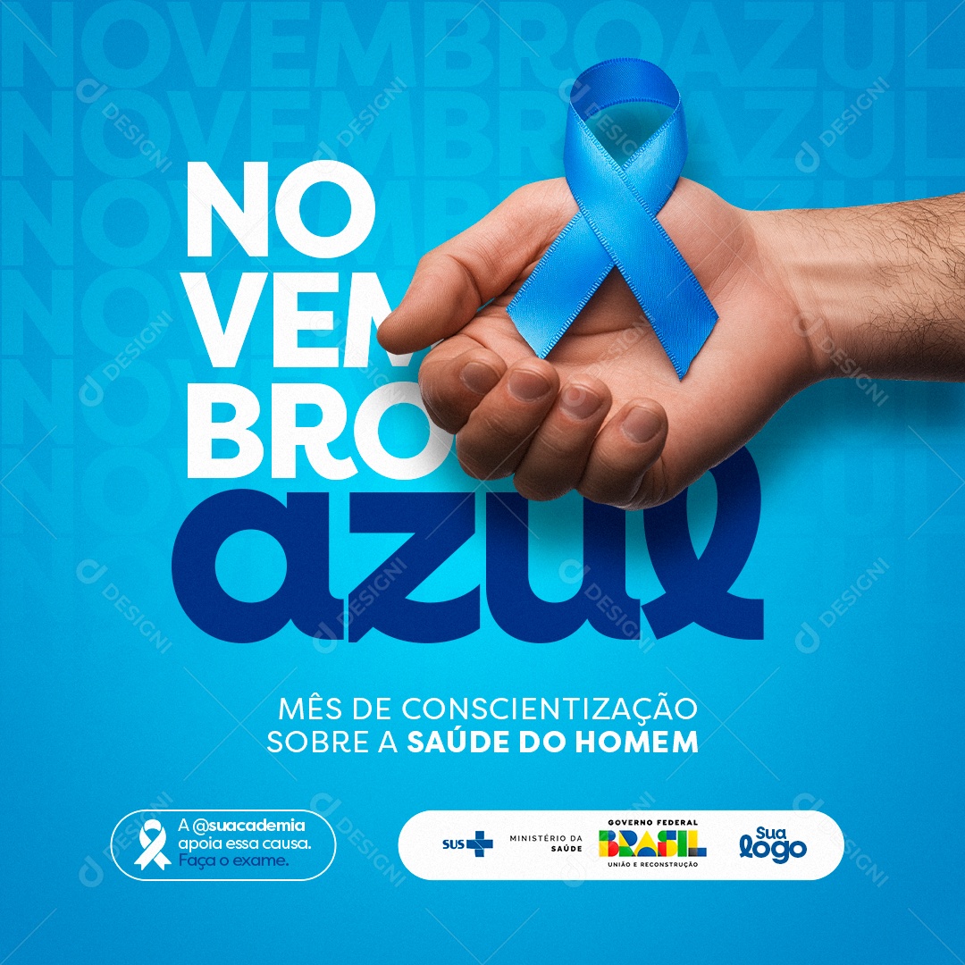 Novembro Azul Mês da Prevenção Contra o Câncer de Próstata Social Media PSD Editável