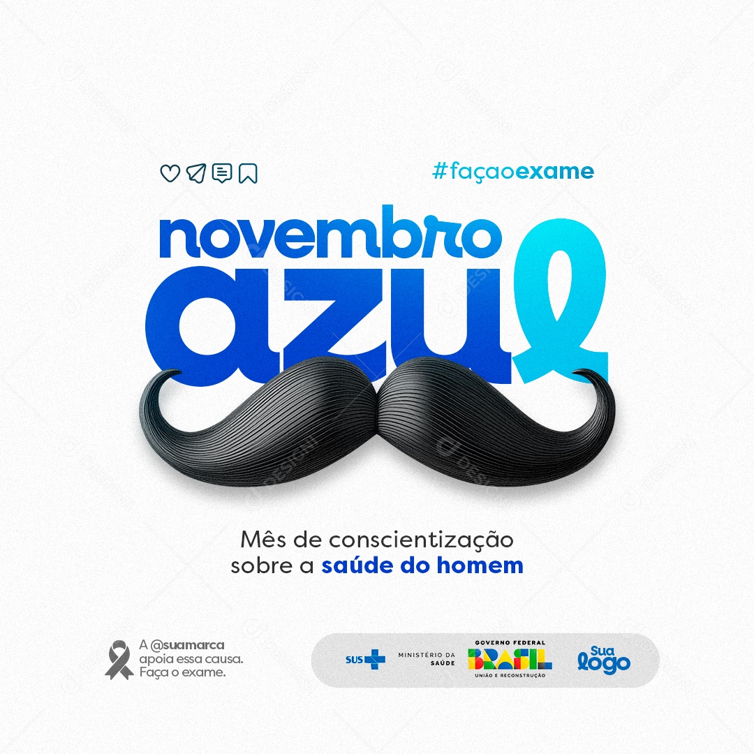 Novembro Azul Mês da Prevenção Contra o Câncer de Próstata Social Media PSD Editável