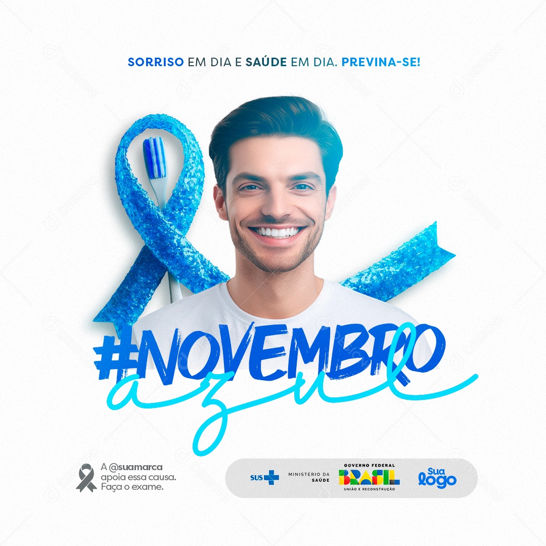 Novembro Azul Mês da Prevenção Contra o Câncer de Próstata Social Media PSD Editável