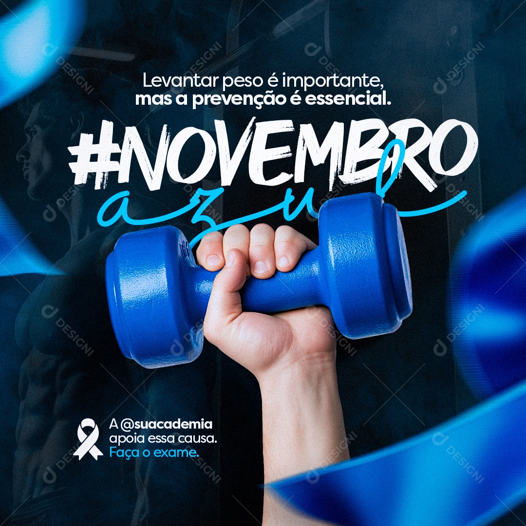 Novembro Azul Mês da Prevenção Contra o Câncer de Próstata Social Media PSD Editável