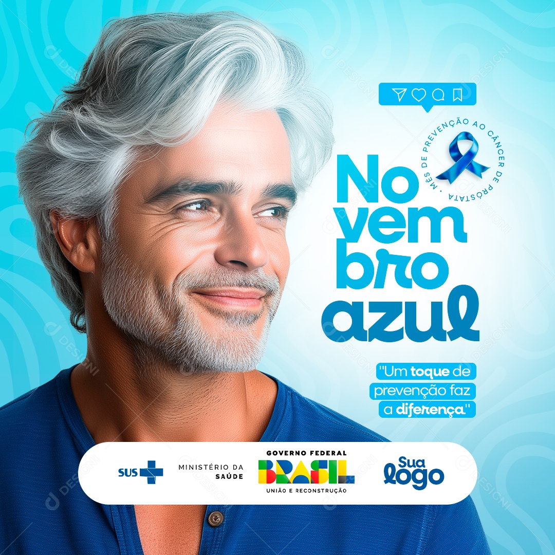 Novembro Azul Mês da Prevenção Contra o Câncer de Próstata Social Media PSD Editável