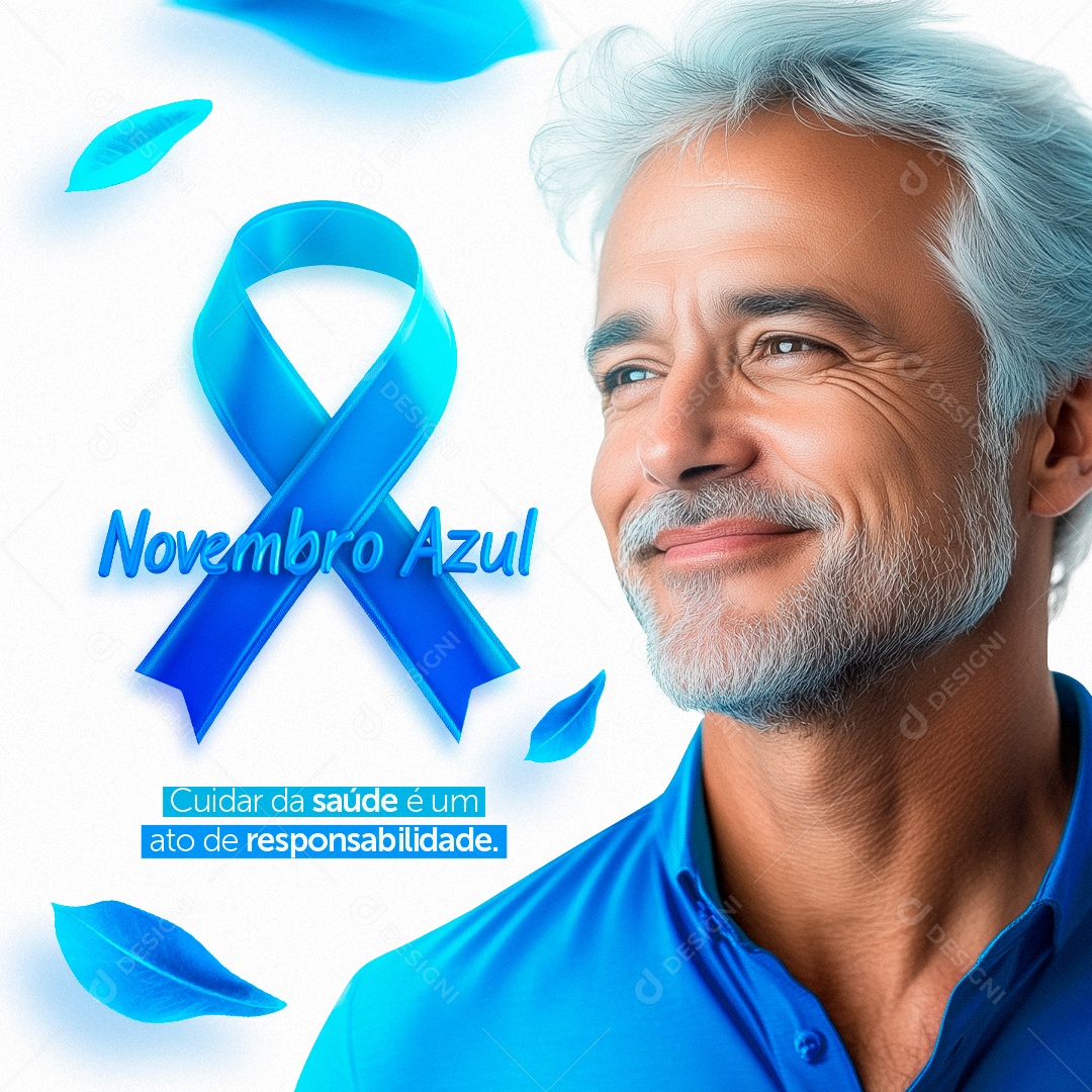 Novembro Azul Cuidar da Saúde é Um Ato de Responsabilidade Social Media PSD Editável