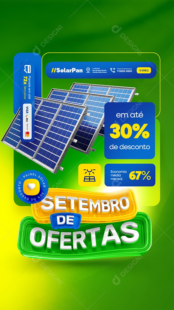 Story Setembro de Ofertas Painel Solar Economia Média Mensal Social Media PSD Editável