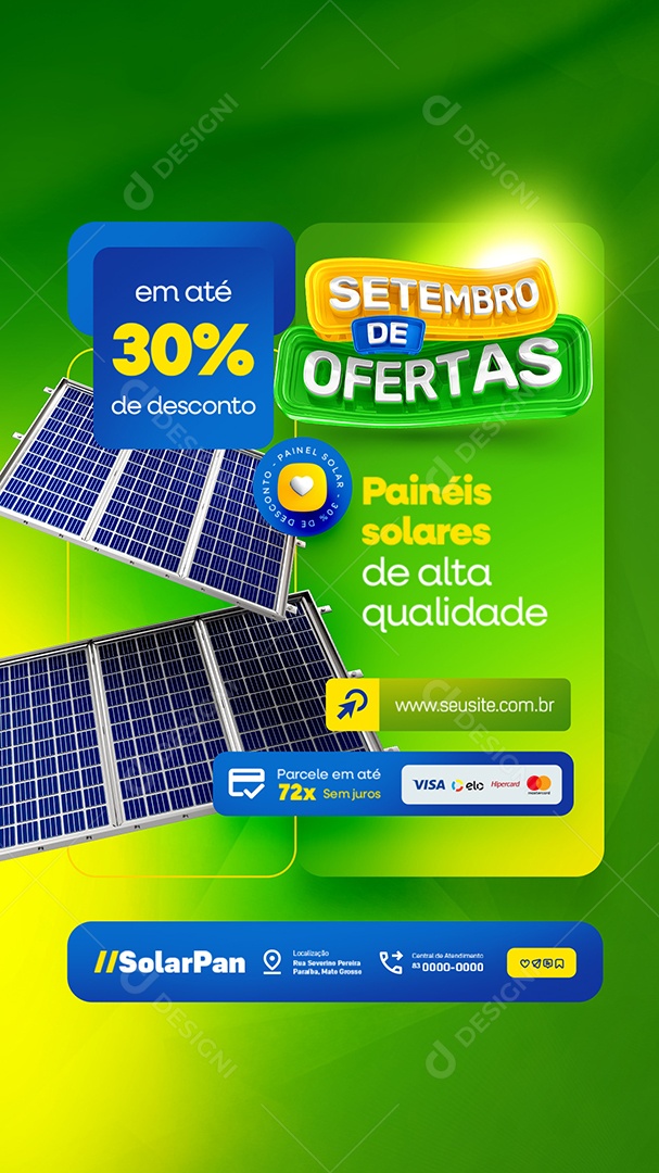 Story Social Media Setembro de Ofertas Painel Solar em Até 30% de Desconto PSD Editável