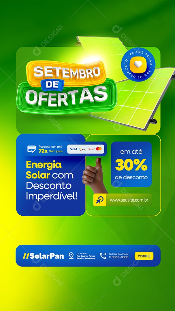 Story Setembro de Ofertas Painel Solar em Até 30% de Desconto Social Media PSD Editável