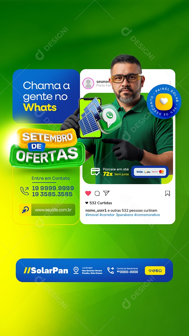 Story Setembro de Ofertas Painel Solar Chama a Gente no Whats Social Media PSD Editável