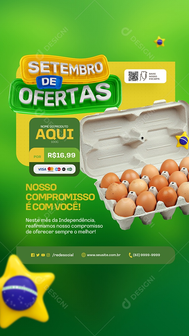 Story Setembro de Ofertas Supermercado Cartela de Ovo Social Media PSD Editável