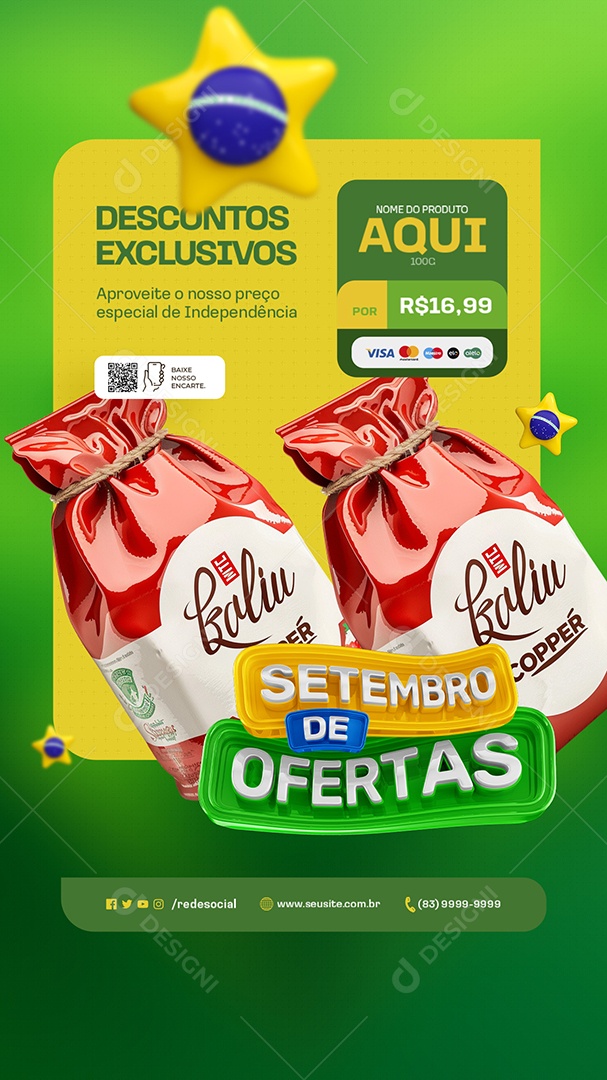 Story Setembro de Ofertas Supermercado Descontos Exclusivos Social Media PSD Editável