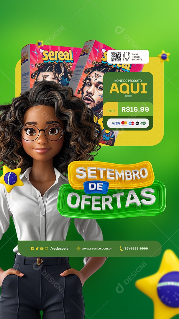 Story Setembro de Ofertas Supermercado Sereal Social Media PSD Editável