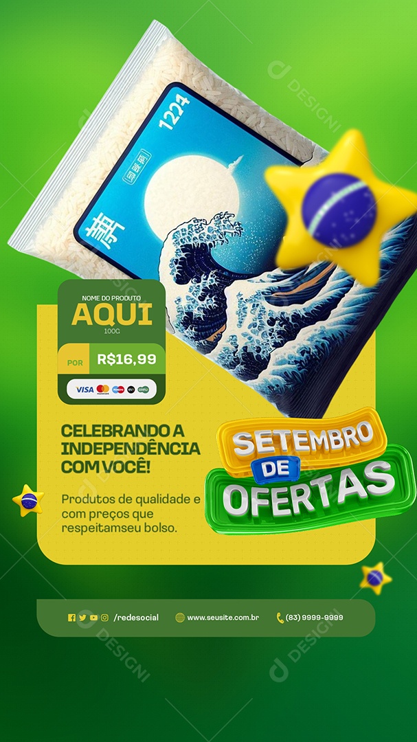 Story Setembro de Ofertas Supermercado Arroz Social Media PSD Editável