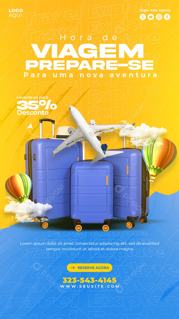 Story Agência de Viagens É Hora De Viagem Prepare-Se social Media PSD Editável