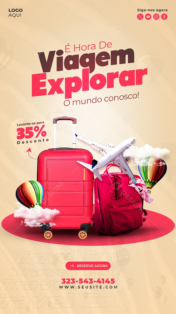 Story Agência de Viagens É Hora De Viagem Explorar social Media PSD Editável