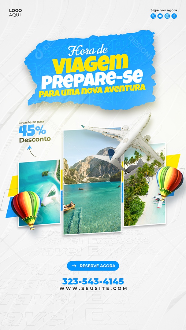 Story Agência de Viagens É Hora De Viagem social Media PSD Editável