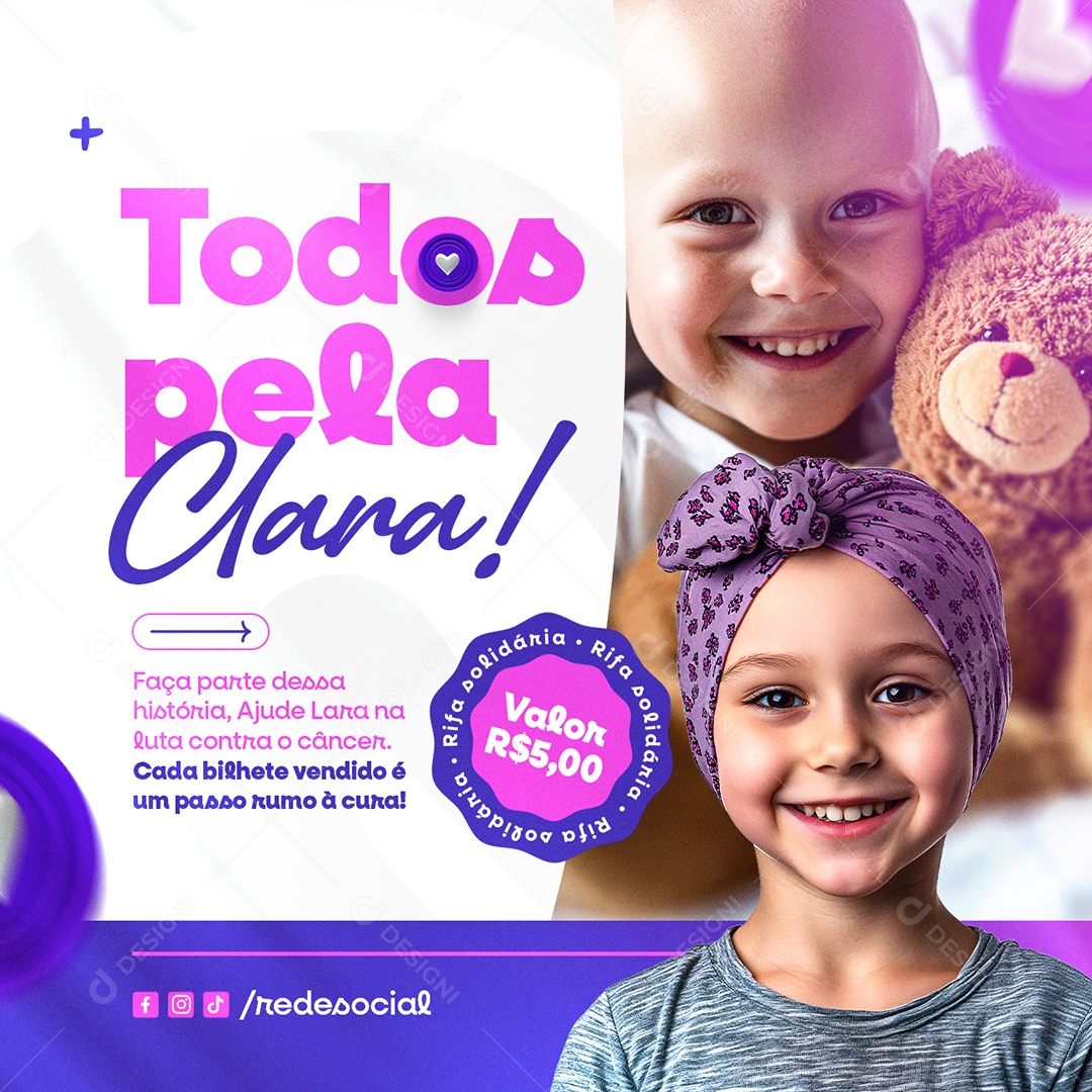 Rifa Solidária Todos Pela Clara Social Media PSD Editável