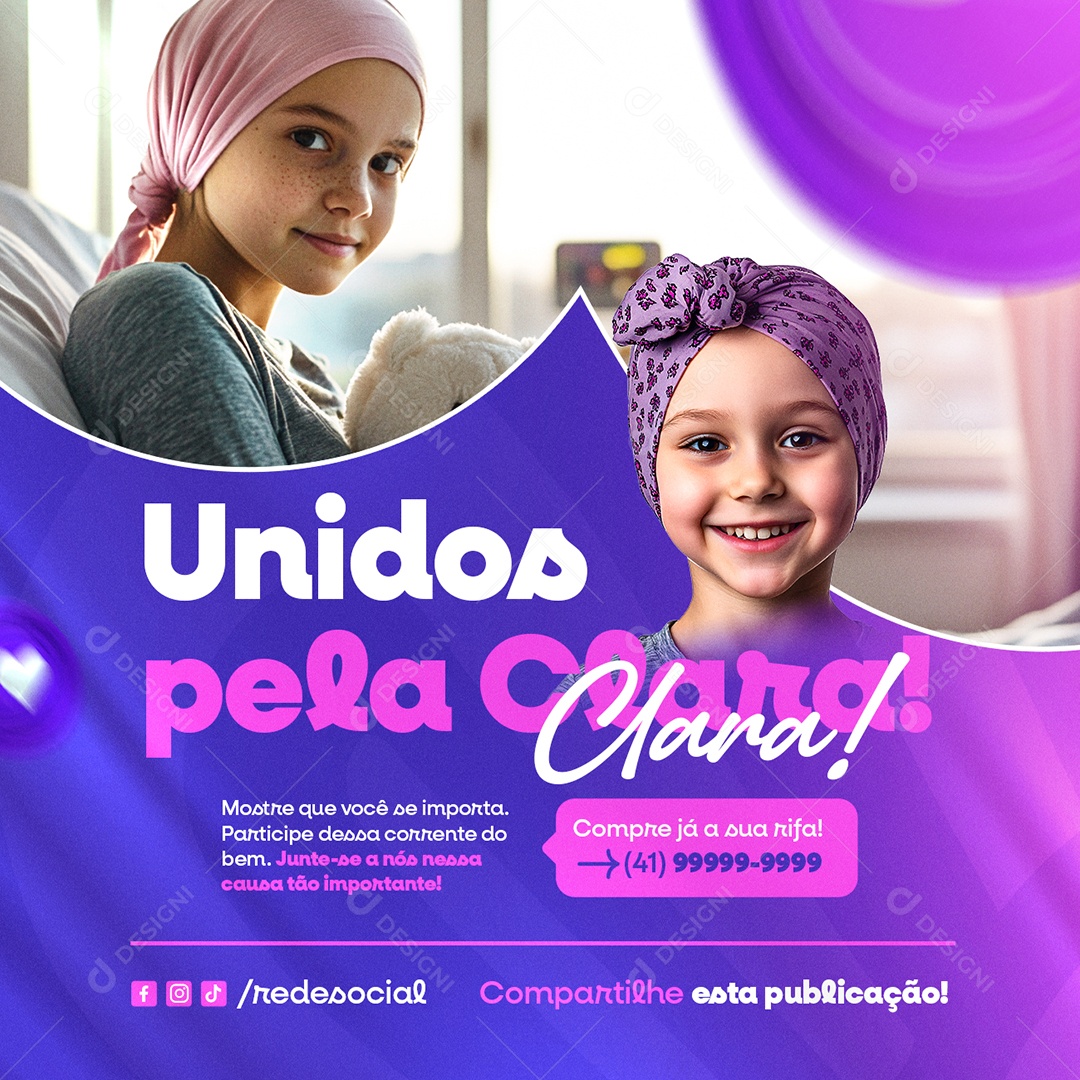 Rifa Solidária Unidos Pela Clara Social Media PSD Editável