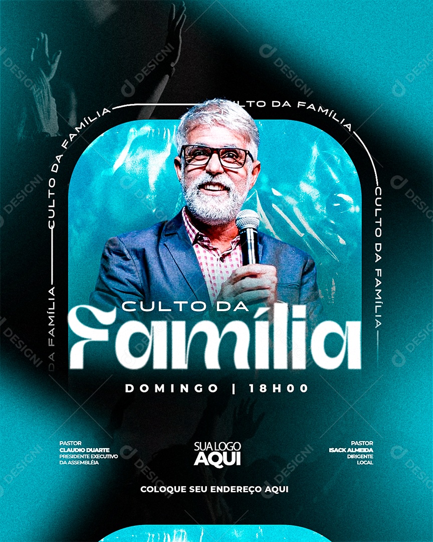 Feed Flyer Gospel Culto Da Família Social Media PSD Editável