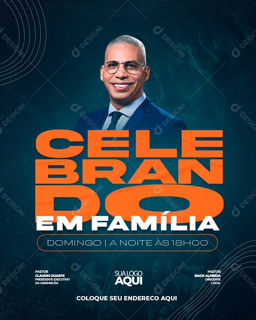 Feed Flyer Gospel Celebrando Em Família Social Media PSD Editável