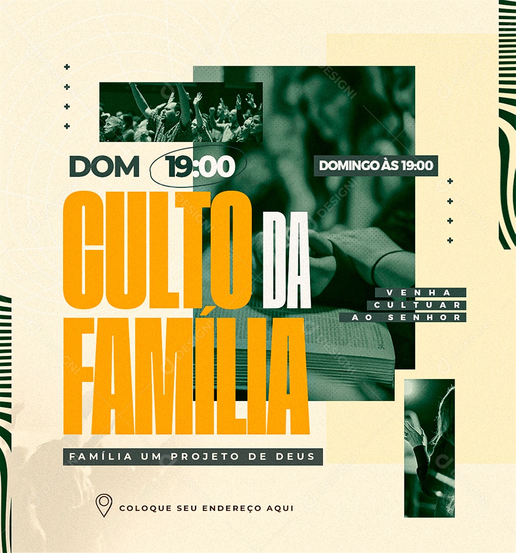 Flyer Gospel Culto Da Família Social Media PSD Editável