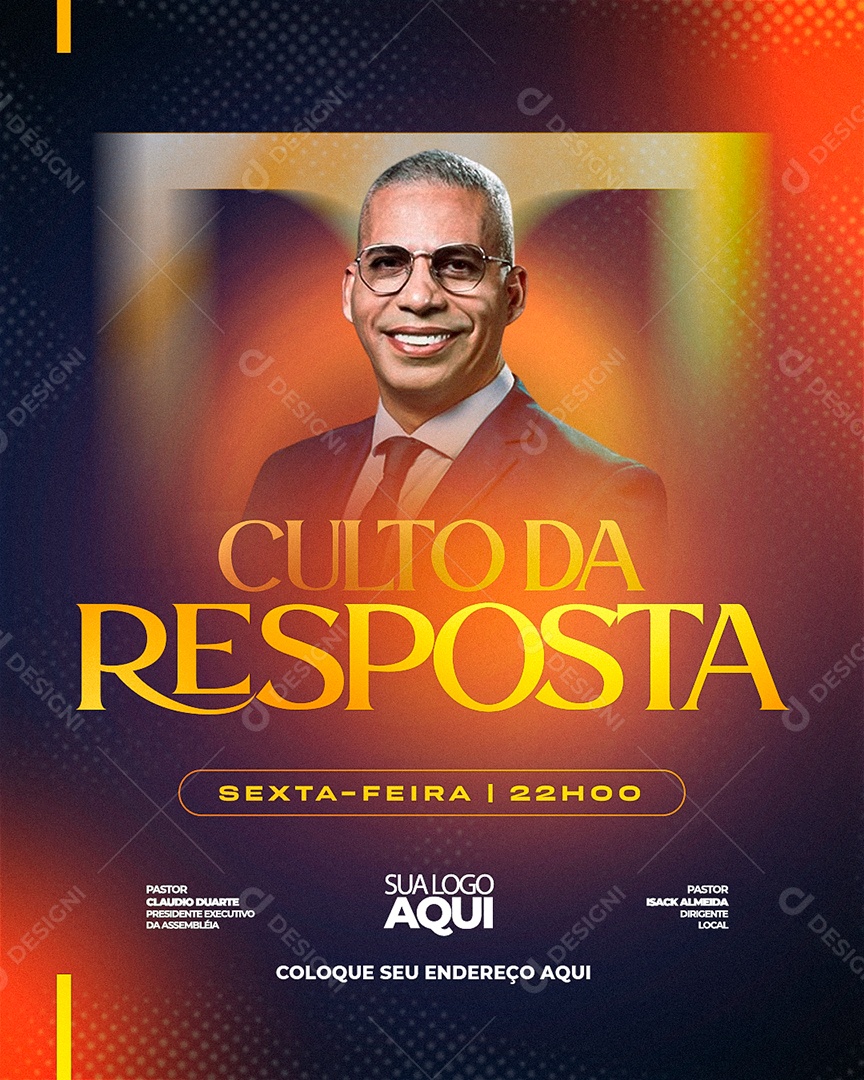 Feed Flyer Gospel Culto Da Resposta Social Media PSD Editável
