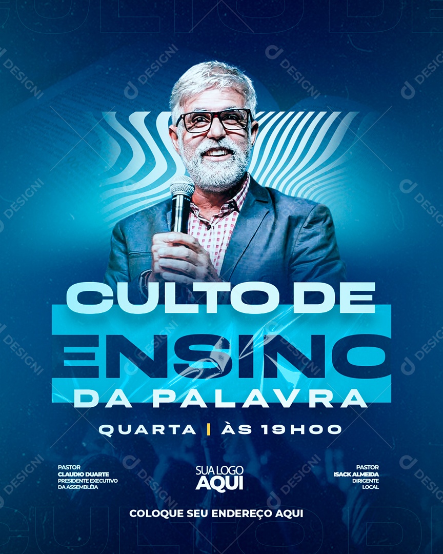 Feed Flyer Gospel Culto De Ensino Da Palavra Social Media PSD Editável