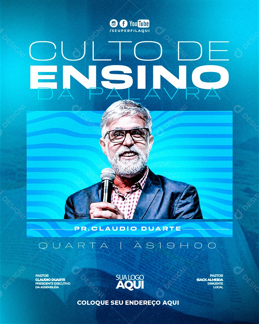 Feed Flyer Gospel Culto De Ensino Da Palavra Social Media PSD Editável