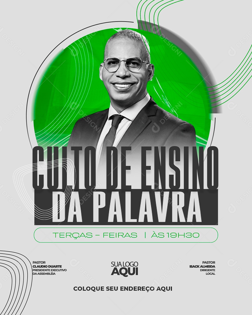 Feed Flyer Gospel Culto De Ensino Da Palavra Social Media PSD Editável