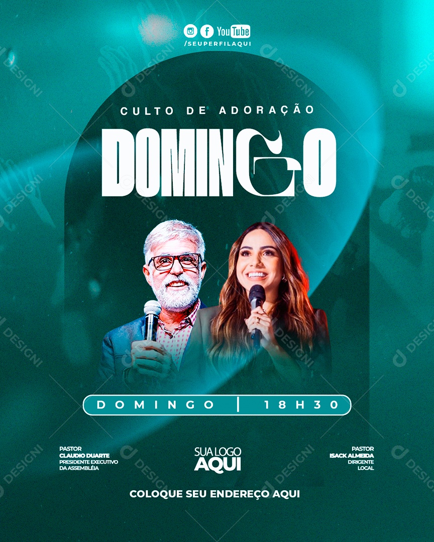 Feed Flyer Gospel Domingo Social Media PSD Editável