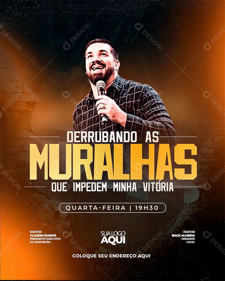 Feed Flyer Gospel Derrubando As Muralhas Social Media PSD Editável