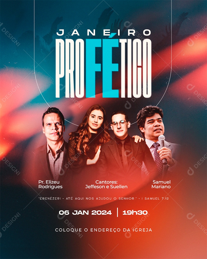 Feed Flyer Gospel Janeiro Profético Social Media PSD Editável
