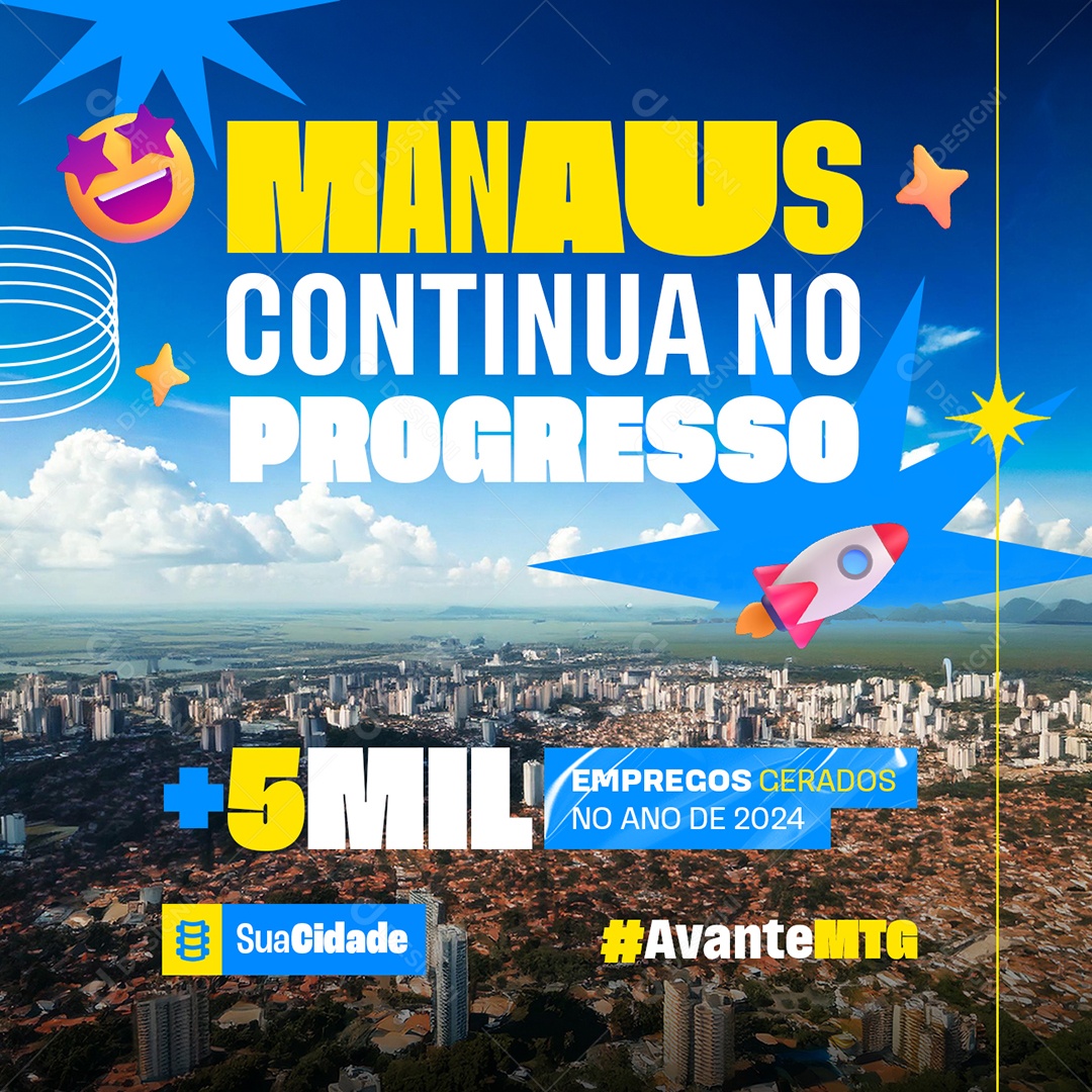 Prefeitura Manaus Continua no Progresso Social Media PSD Editável