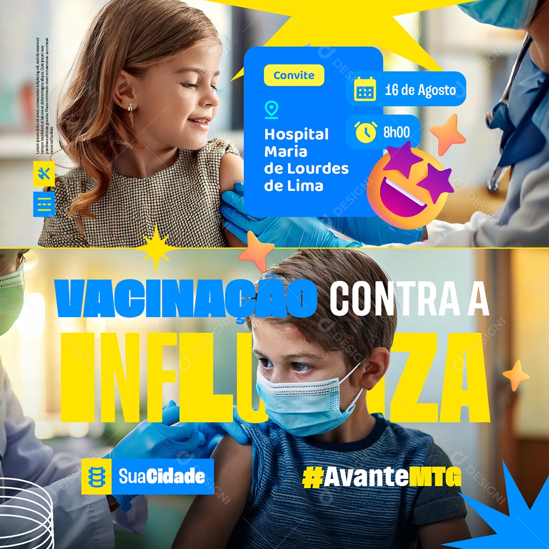 Prefeitura Vacinação Contra a Influenza Social Media PSD Editável