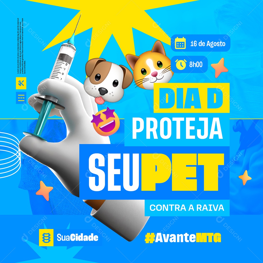 Prefeitura Dia D Proteja Seu Pet Vacinação Social Media PSD Editável