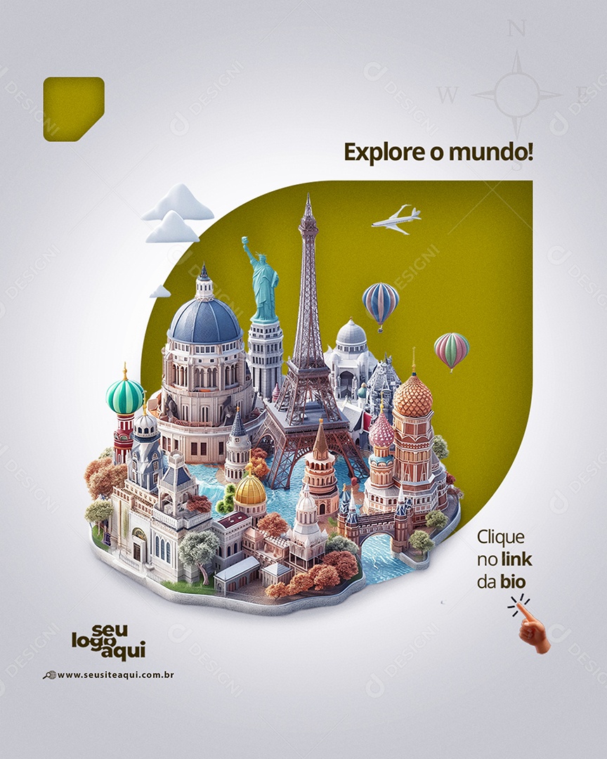 Agência de Viagem Explore o Mundo Social Media PSD Editável